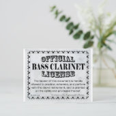 Bass Klarinettenlizenz Postkarte (Stehend Vorderseite)