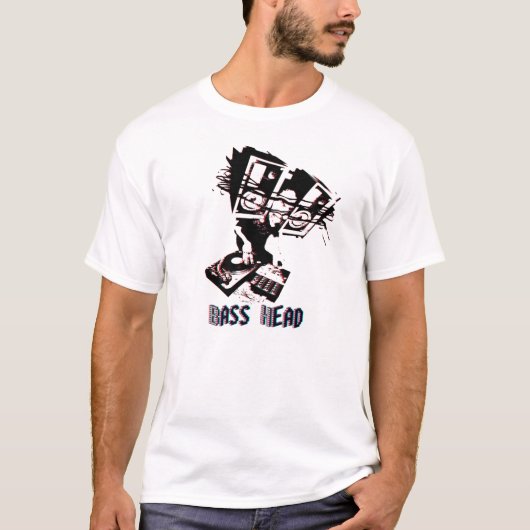 Bass-Kopf 3D mit Text T-Shirt (Vorderseite)