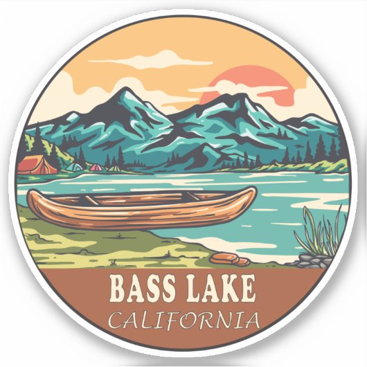 Bass Lake California Wasserfischen Emblem Aufkleber (Vorderseite)