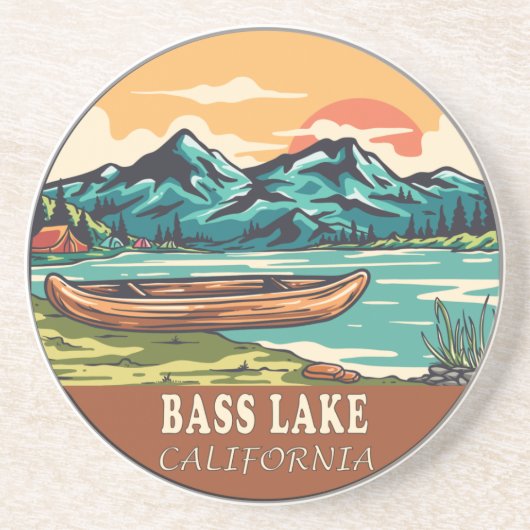 Bass Lake California Wasserfischen Emblem Getränkeuntersetzer (Vorne)