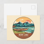 Bass Lake California Wasserfischen Emblem Postkarte (Vorne/Hinten)