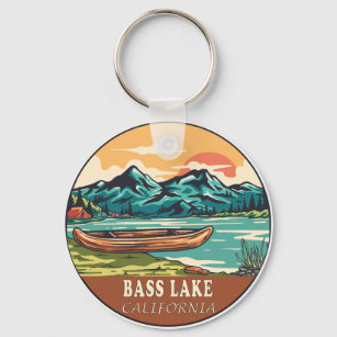 Bass Lake California Wasserfischen Emblem Schlüsselanhänger