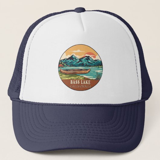 Bass Lake California Wasserfischen Emblem Truckerkappe (Vorderseite)