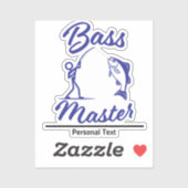 Bass Master Stick Man illustration, personalize Aufkleber (Blatt)