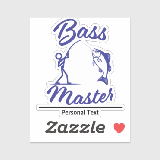 Bass Master Stick Man illustration, personalize Aufkleber (Blatt)