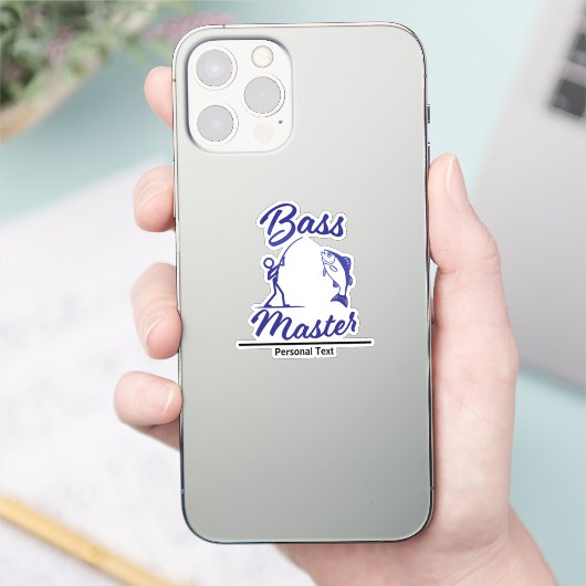 Bass Master Stick Man illustration, personalize Aufkleber (Telefon)