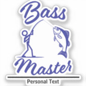 Bass Master Stick Man illustration, personalize Aufkleber (Vorderseite)