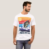Bass Mouth Retro Sunset Jumping Fish T-Shirt (Vorne ganz)