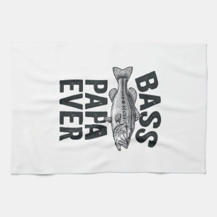 Bass Papa Ever Vintage Angeln Vater Shirt Design_1 Geschirrtuch