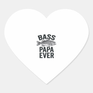 Bass Papa Ever Vintage Angeln Vater Shirt Design_1 Herz-Aufkleber