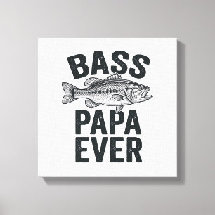 Bass Papa Ever Vintage Angeln Vater Shirt Design_1 Leinwanddruck