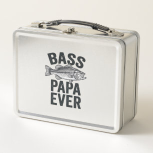 Bass Papa Ever Vintage-Angler-Vater-Shirt-Design_1 Metall Brotdose