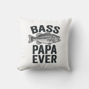 Bass Papa Ever Vintage Fishing Dad Shirt Design_1 Kissen