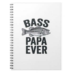 Bass Papa Ever Vintage Fishing Dad Shirt Design_1 Notizblock