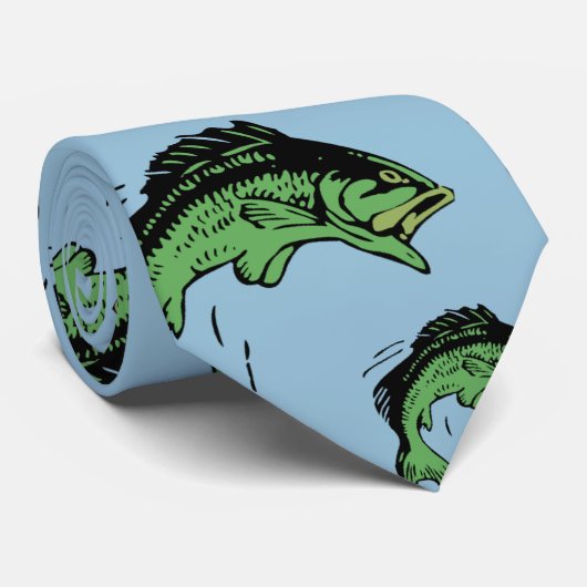 Bass Pattern Blau Krawatte (Gerollt)