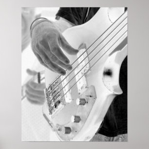 Bass Player , Bass und Hand, negatives Bild Poster