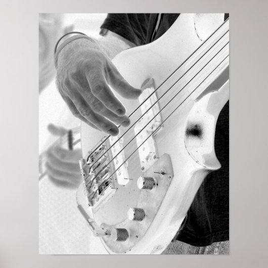 Bass Player , Bass und Hand, negatives Bild Poster (Vorne)