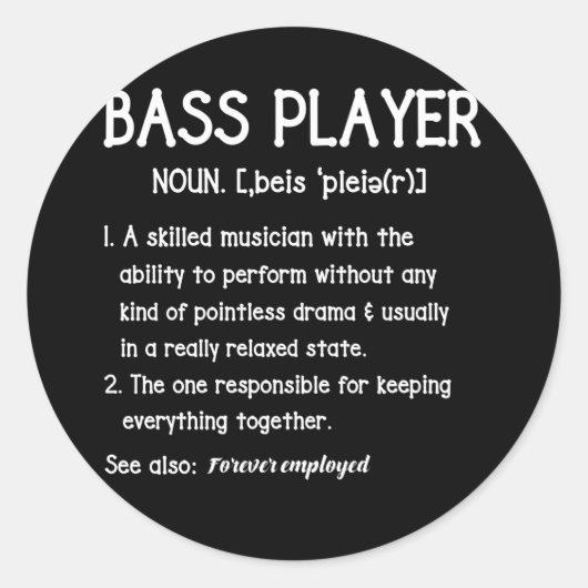 Bass Player Definition Bassist - Geschenk für Musi Runder Aufkleber (Vorderseite)