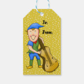 Bass Playing Elf Weihnachtsgeschenke Tags Geschenkanhänger (Rückseite)