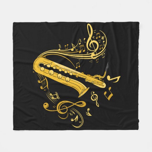 Bass Saxophone Player Orchestra Bass Saxophon Fleecedecke (Vorderseite (Horizontal))