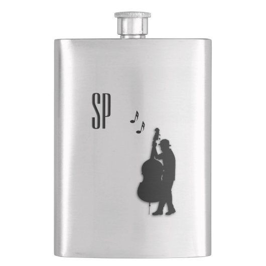 Bass-Spieler-Monogramm Flachmann (Vorderseite)