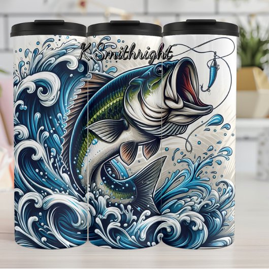 Bass Splashing Ocean Waves Thermosbecher