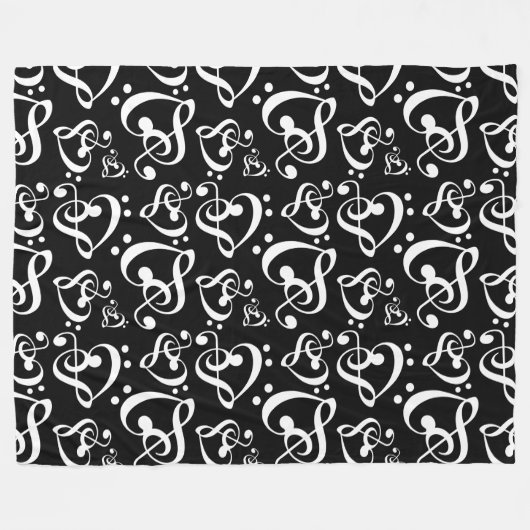 Bass Treble Clef Hört Musiknoten Muster Fleecedecke (Vorderseite (Horizontal))
