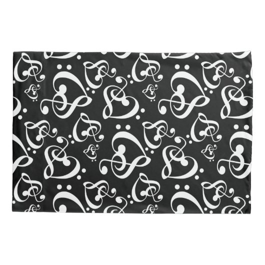 Bass Treble Clef Hört Musiknoten Muster Kissenbezug (Rückseite)