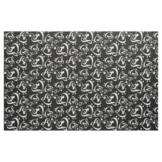 Bass Treble Clef Hört Musiknoten Muster Stoff (Fat Quarter (45,7 x 55,9 cm))