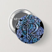 Bass Treble Clef Note Music Heart Liebe Button (Vorne & Hinten)