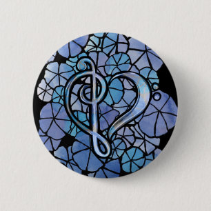 Bass Treble Clef Note Music Heart Liebe Button