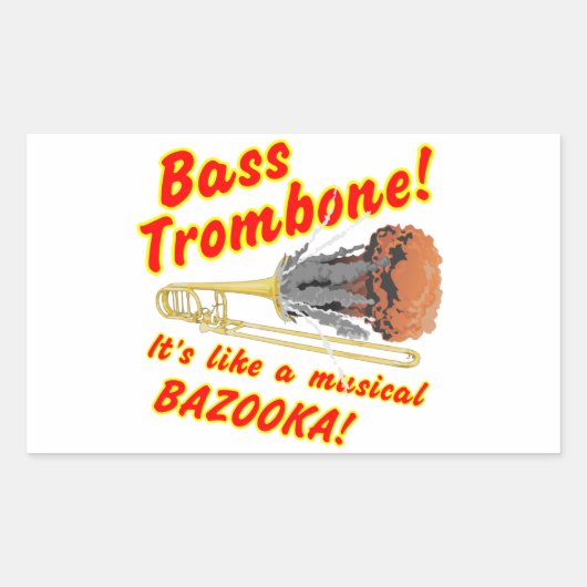 Bass Trombone Musical Bazooka Rechteckiger Aufkleber (Vorderseite)