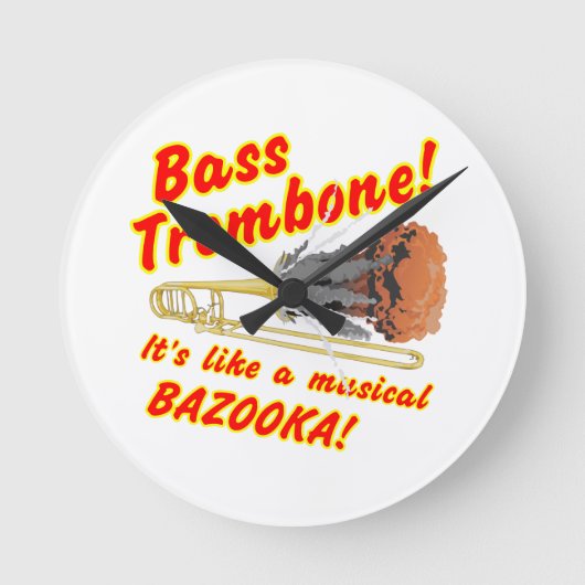 Bass Trombone Musical Bazooka Runde Wanduhr (Vorderseite)