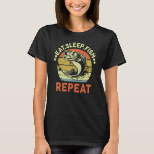 Bassangeln Essen Schlafen Fischen Wiederholen Kin T-Shirt