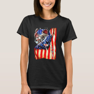 Bassangeln Fisch Amerikanische Flagge Patriotisch  T-Shirt
