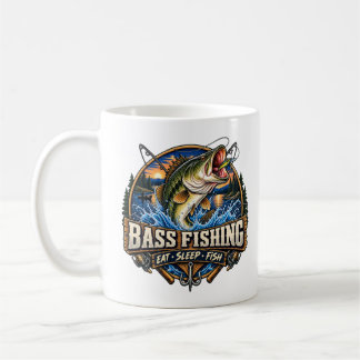 Bassangeln Vintage Outdoor Eat Sleep Fish Angler Kaffeetasse