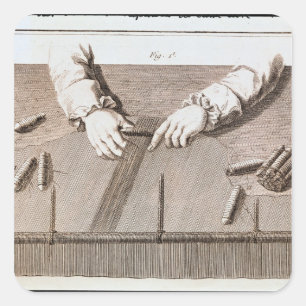 Basse-Lisse Technik am Gobelins-Wandteppich Quadratischer Aufkleber