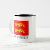 Basse-Normandieflagge mit Namen Zweifarbige Tasse (Vorderseite Links)