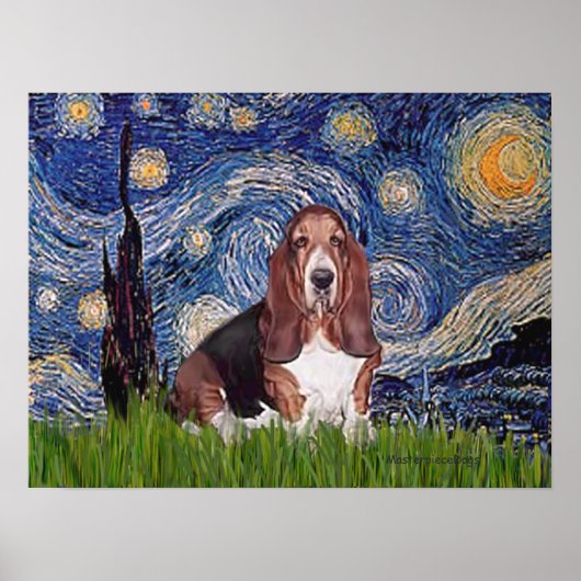 Basset 1 - Starry Night Poster (Vorne)