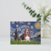 Basset 1 - Starry Night Postkarte (Stehend Vorderseite)