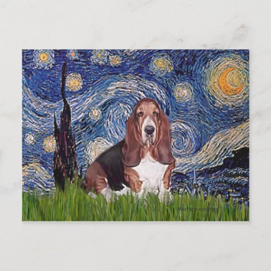 Basset 1 - Starry Night Postkarte (Vorderseite)
