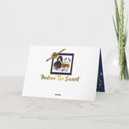 Basset auf Weihnachts-Weihnachtskarte Karte (Rückseite)