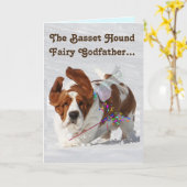 "Basset Fairy Godvater" auf der sonnigen Geburtsta Karte (Gelbe Blume)