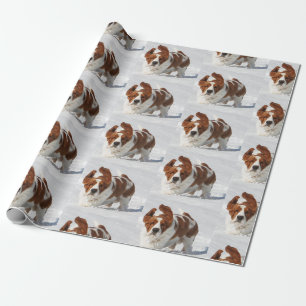 Basset-Haken im Schneeballpapier Geschenkpapier