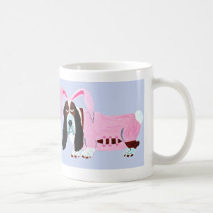 Basset-Hof in rosa, sonniger Anzug Kaffeetasse