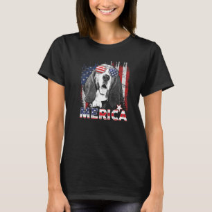 Basset Hound 4. Juli American US Flag Merica D T-Shirt