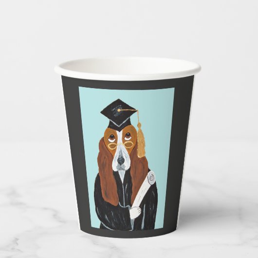 Basset Hound Absolvent Pappbecher (Vorderseite)