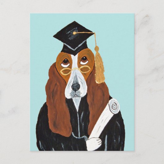 Basset Hound Absolvent Postkarte (Vorderseite)