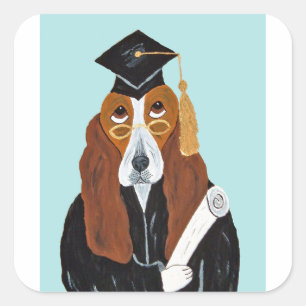 Basset Hound Absolvent Quadratischer Aufkleber