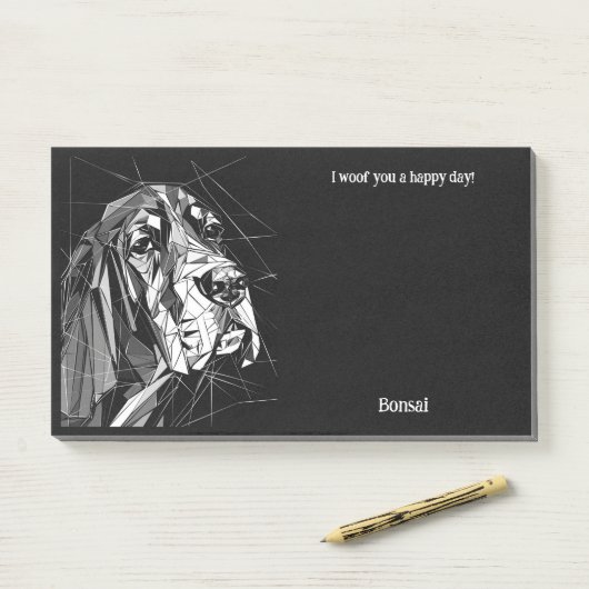 Basset Hound Abstrakt Art Hund Name Post-it Klebezettel (Auf Schreibtisch)